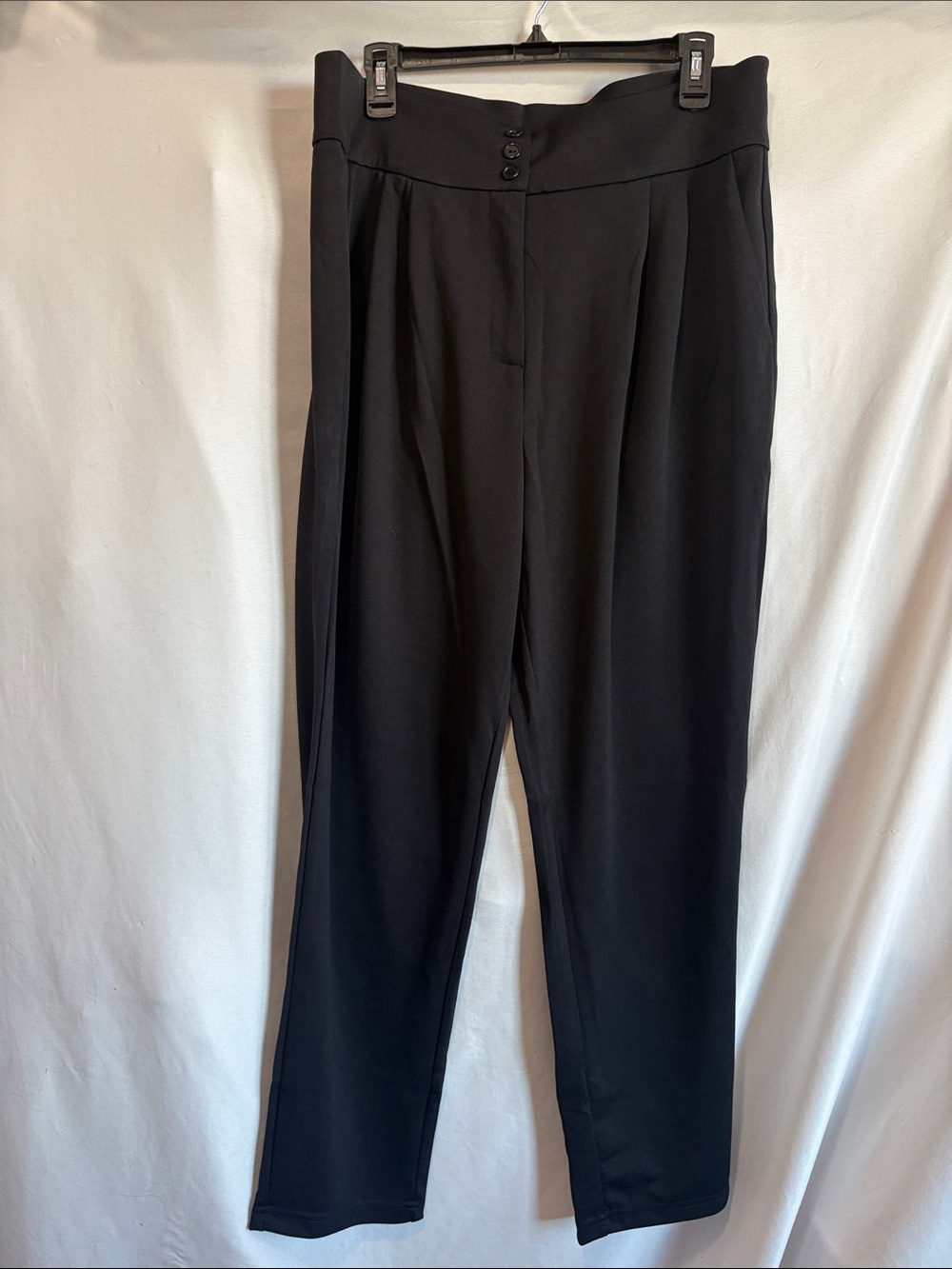 Classic High-Waist Black Tapered Trousers